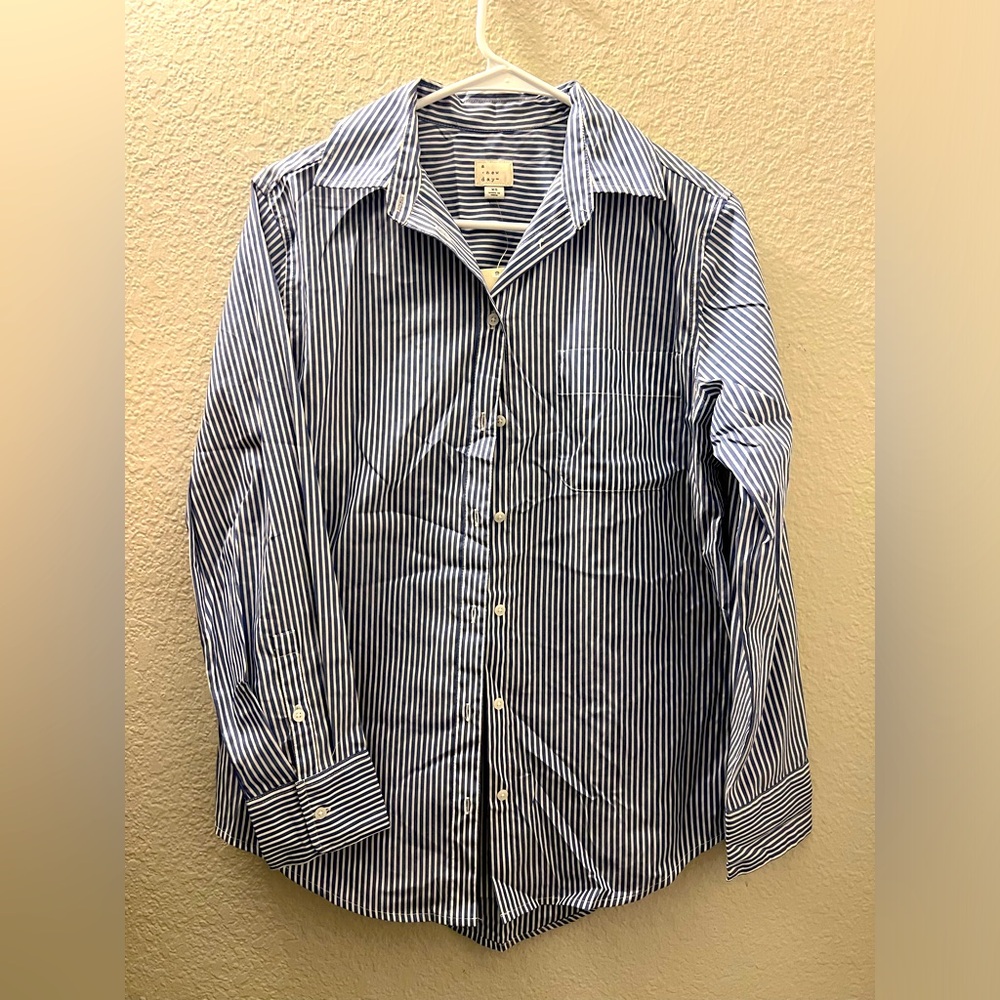 Woman Blue Striped Shirt